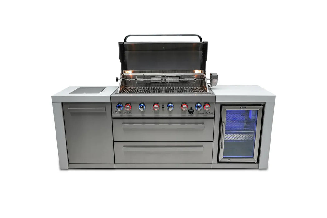 Mont Alpi Mont Alpi 6 Burner Deluxe Island with Fridge Cabinet MAi805-DFC Barbecue Finished - Gas