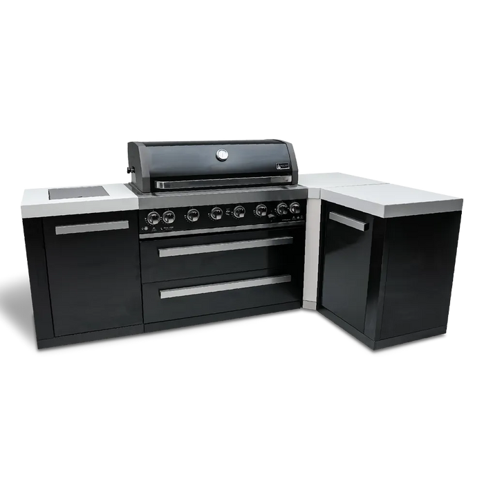 Mont Alpi Mont Alpi 6-Burner L-Shaped Black Series Outdoor Kitchen Island MAi805-BSS90 Barbecue Finished - Gas