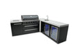 Mont Alpi Mont Alpi 6-Burner L-Shaped Black Series Outdoor Kitchen Island with a Beverage Center and Fridge Cabinet MAi805-BSS90BEVFC Barbecue Finished - Gas
