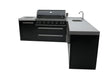 Mont Alpi Mont Alpi 6-Burner L-Shaped Black Series Outdoor Kitchen Island with a Beverage Center MAi805-BSS90BEV Barbecue Finished - Gas