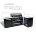 Mont Alpi Mont Alpi 6-Burner L-Shaped Black Series Outdoor Kitchen Island with a Fridge Cabinet MAi805-BSS90FC Barbecue Finished - Gas