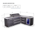 Mont Alpi Mont Alpi 6-Burner L-Shaped Black Series Outdoor Kitchen Island with Corner Fridge and Extra Storage Drawer Slides Cabinet MAi805-BSS90FCDR Barbecue Finished - Gas