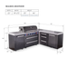 Mont Alpi Mont Alpi 6-Burner L-Shaped Black Series Outdoor Kitchen Island with Extra Storage Drawer Slides Cabinet MAi805-BSS90DR Barbecue Finished - Gas