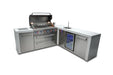 Mont Alpi Mont Alpi 6 Burner L-Shaped Deluxe Series Outdoor Kitchen Island with Beverage Center MAi805-D90BEV Barbecue Finished - Gas