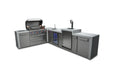 Mont Alpi Mont Alpi 6 Burner L-Shaped Deluxe Series Outdoor Kitchen Island with Kegerator and Beverage Center MAi805-D90KEGBEV Barbecue Finished - Gas