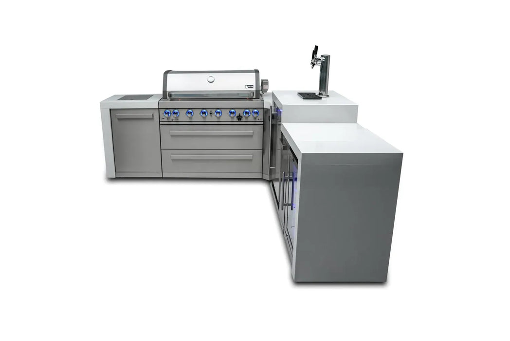 Mont Alpi Mont Alpi 6 Burner L-Shaped Deluxe Series Outdoor Kitchen Island with Kegerator and Fridge Cabinet MAi805-D90KEGFC Barbecue Finished - Gas
