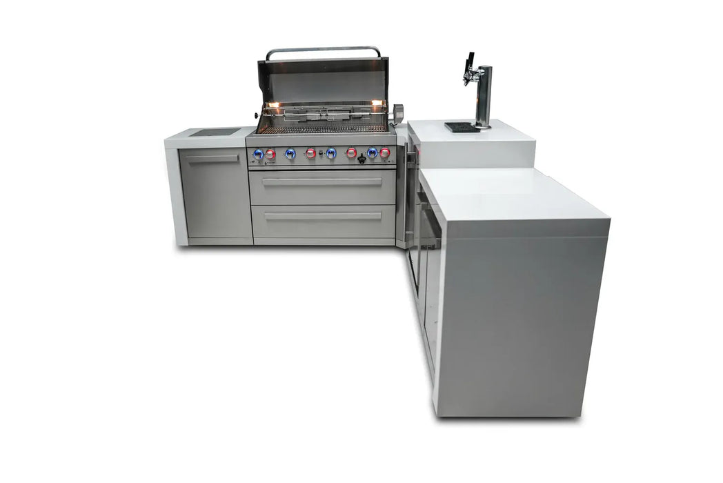 Mont Alpi Mont Alpi 6 Burner L-Shaped Deluxe Series Outdoor Kitchen Island with Kegerator MAi805-D90KEG Barbecue Finished - Gas