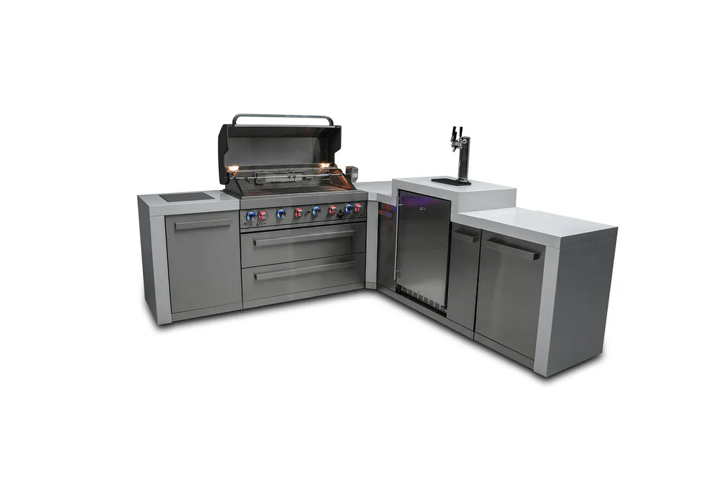 Mont Alpi Mont Alpi 6 Burner L-Shaped Deluxe Series Outdoor Kitchen Island with Kegerator MAi805-D90KEG Barbecue Finished - Gas