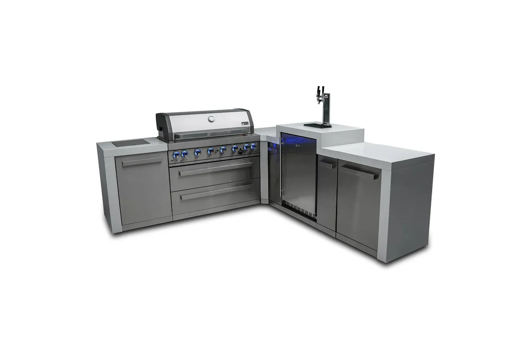 Mont Alpi Mont Alpi 6 Burner L-Shaped Deluxe Series Outdoor Kitchen Island with Kegerator MAi805-D90KEG Barbecue Finished - Gas