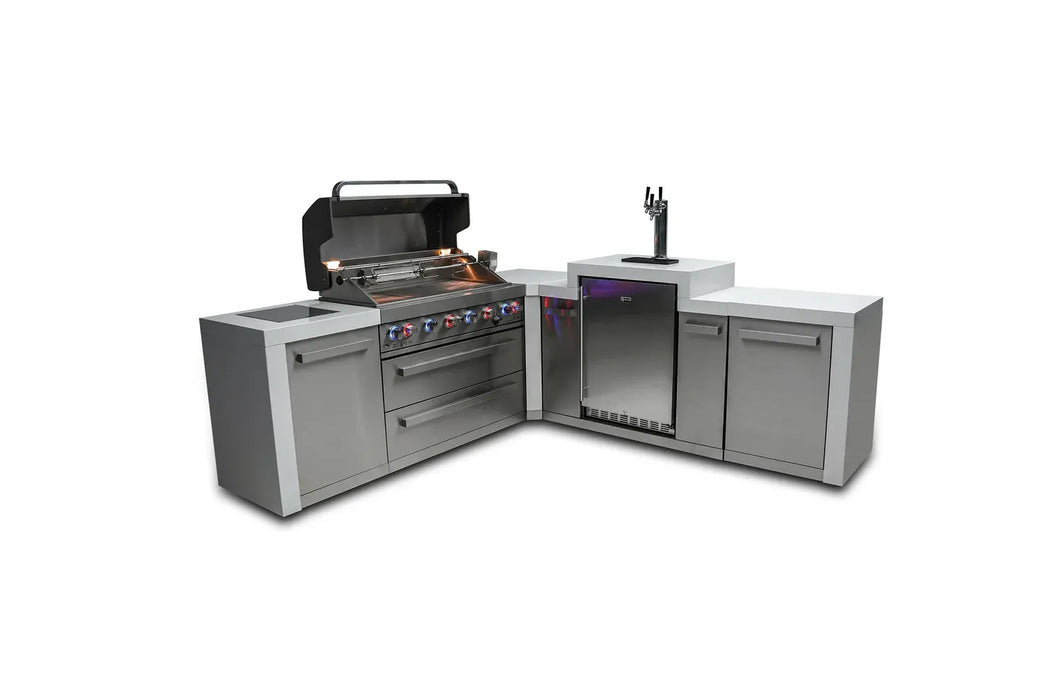 Mont Alpi Mont Alpi 6 Burner L-Shaped Deluxe Series Outdoor Kitchen Island with Kegerator MAi805-D90KEG Barbecue Finished - Gas