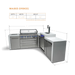 Mont Alpi Mont Alpi 6 Burner L-Shaped Deluxe Series Outdoor Kitchen Island with Kegerator MAi805-D90KEG Barbecue Finished - Gas