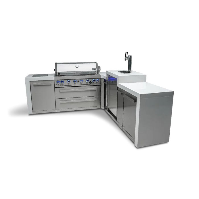 Mont Alpi Mont Alpi 6 Burner L-Shaped Deluxe Series Outdoor Kitchen Island with Kegerator MAi805-D90KEG Barbecue Finished - Gas