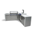 Mont Alpi Mont Alpi 6 Burner L-Shaped Deluxe Series Outdoor Kitchen Island with Kegerator MAi805-D90KEG Barbecue Finished - Gas