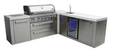 Mont Alpi Mont Alpi 6-Burner L-Shaped Outdoor Kitchen Island with Beverage Center MAi805-90BEV Barbecue Finished - Gas