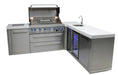 Mont Alpi Mont Alpi 6-Burner L-Shaped Outdoor Kitchen Island with Beverage Center MAi805-90BEV Barbecue Finished - Gas