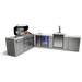 Mont Alpi Mont Alpi 6-Burner L-Shaped Outdoor Kitchen Island with Kegerator and Beverage Center MAi805-90KEGBEV Barbecue Finished - Gas