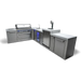 Mont Alpi Mont Alpi 6-Burner L-Shaped Outdoor Kitchen Island with Kegerator and Beverage Center MAi805-90KEGBEV Barbecue Finished - Gas