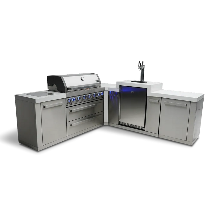 Mont Alpi Mont Alpi 6-Burner L-Shaped Outdoor Kitchen Island with Kegerator MAi805-90KEG Barbecue Finished - Gas