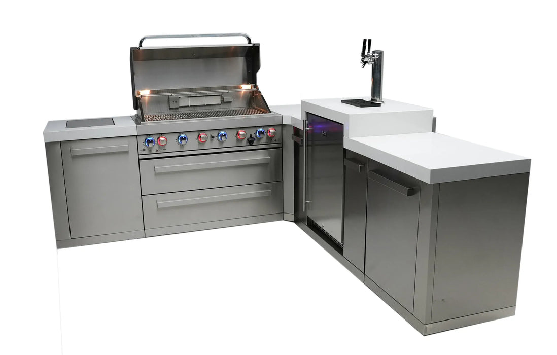 Mont Alpi Mont Alpi 6-Burner L-Shaped Outdoor Kitchen Island with Kegerator MAi805-90KEG Barbecue Finished - Gas