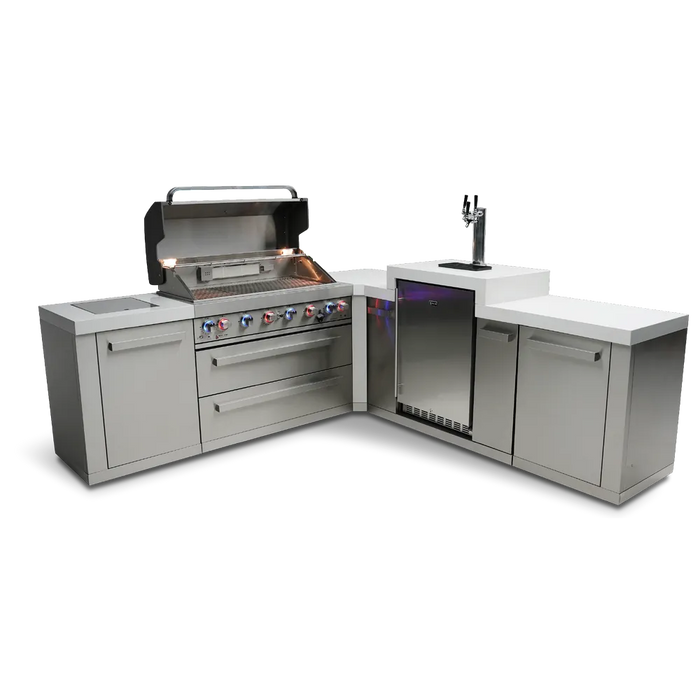 Mont Alpi Mont Alpi 6-Burner L-Shaped Outdoor Kitchen Island with Kegerator MAi805-90KEG Barbecue Finished - Gas
