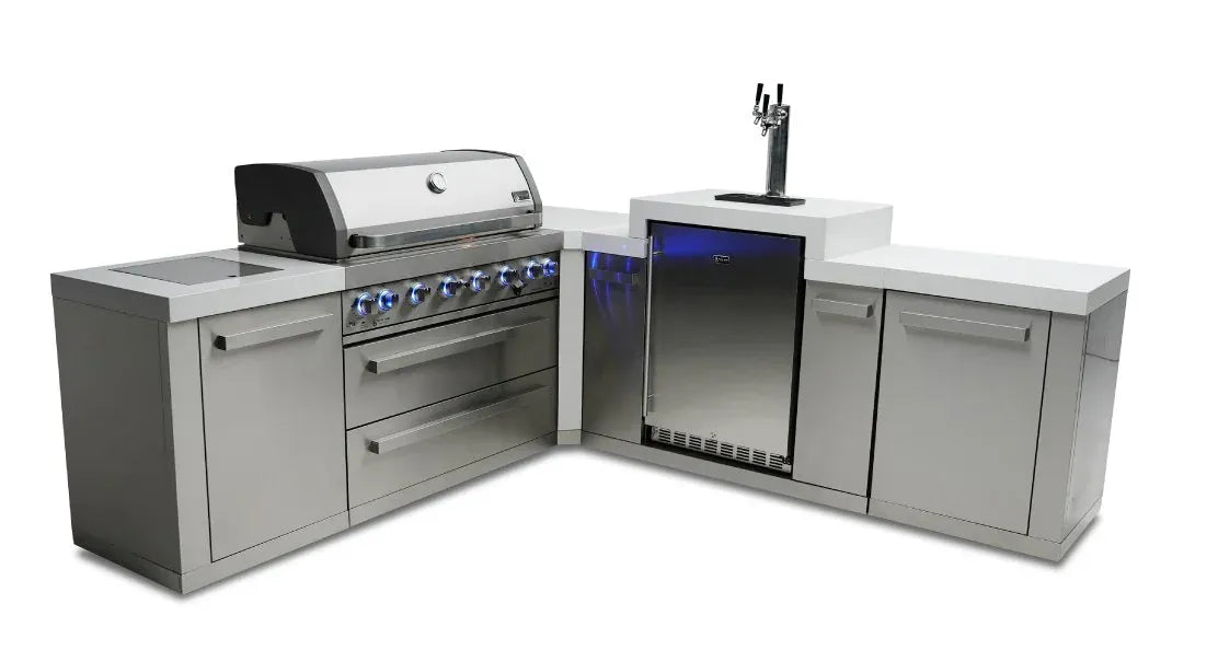 Mont Alpi Mont Alpi 6-Burner L-Shaped Outdoor Kitchen Island with Kegerator MAi805-90KEG Barbecue Finished - Gas