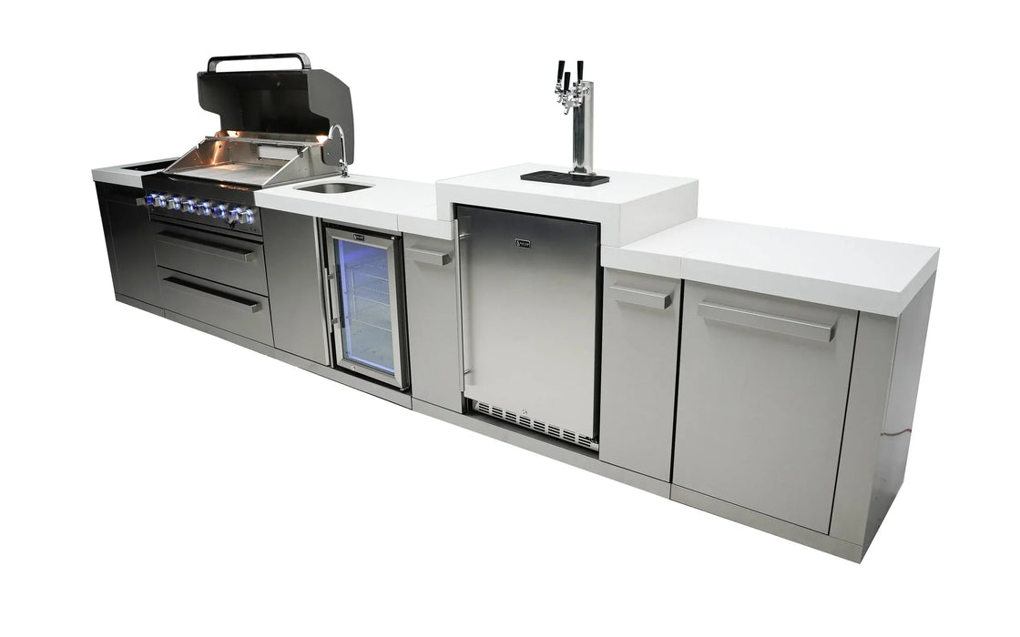 Mont Alpi Mont Alpi 6-Burner Outdoor Kitchen Island with Beverage Center and Kegerator MAi805-KEGBEV Barbecue Finished - Gas