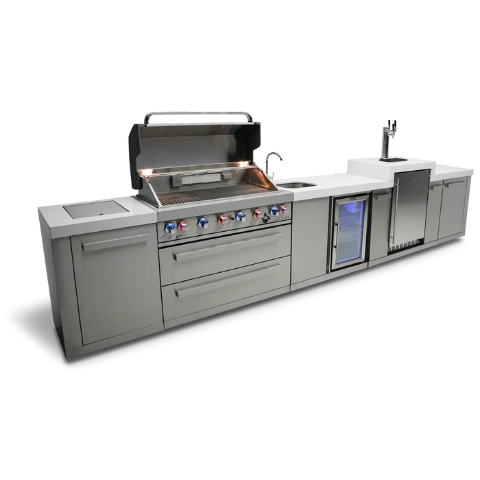 Mont Alpi Mont Alpi 6-Burner Outdoor Kitchen Island with Beverage Center and Kegerator MAi805-KEGBEV Barbecue Finished - Gas