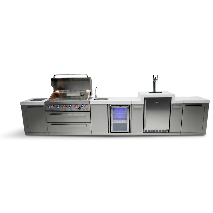 Mont Alpi Mont Alpi 6-Burner Outdoor Kitchen Island with Beverage Center and Kegerator MAi805-KEGBEV Barbecue Finished - Gas