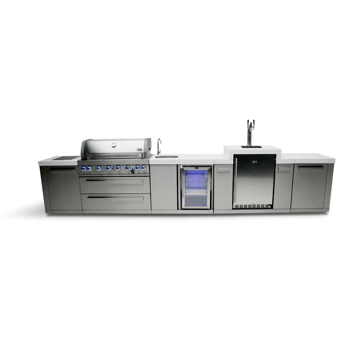 Mont Alpi Mont Alpi 6-Burner Outdoor Kitchen Island with Beverage Center and Kegerator MAi805-KEGBEV Barbecue Finished - Gas