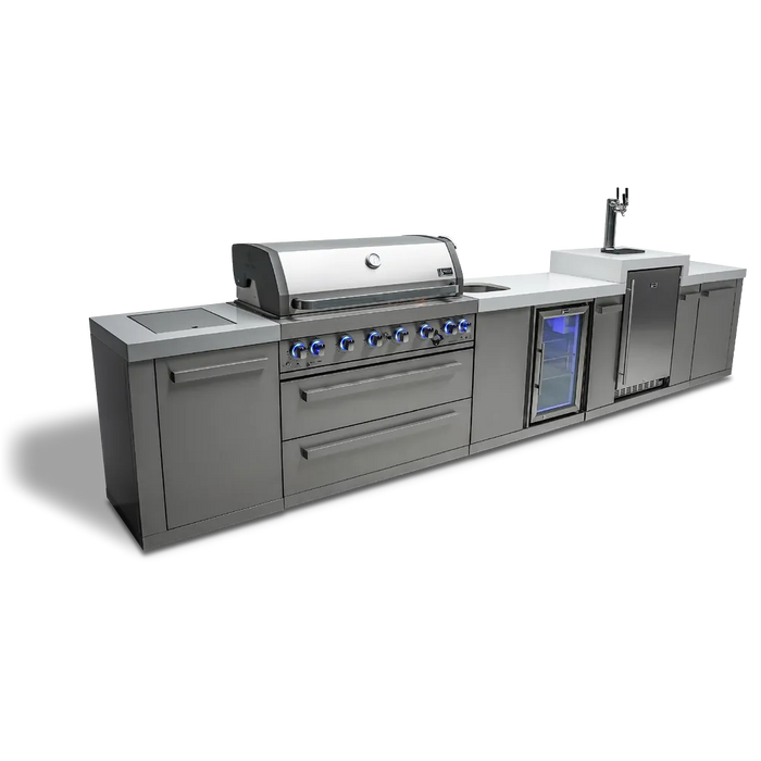 Mont Alpi Mont Alpi 6-Burner Outdoor Kitchen Island with Beverage Center and Kegerator MAi805-KEGBEV Barbecue Finished - Gas