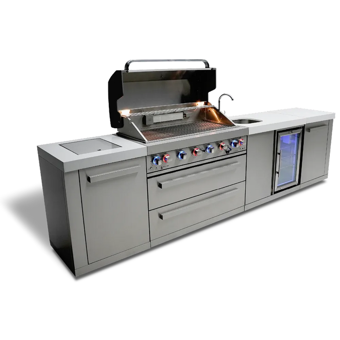 Mont Alpi Mont Alpi 6-Burner Outdoor Kitchen Island with Beverage Center MAi805-BEV Barbecue Finished - Gas