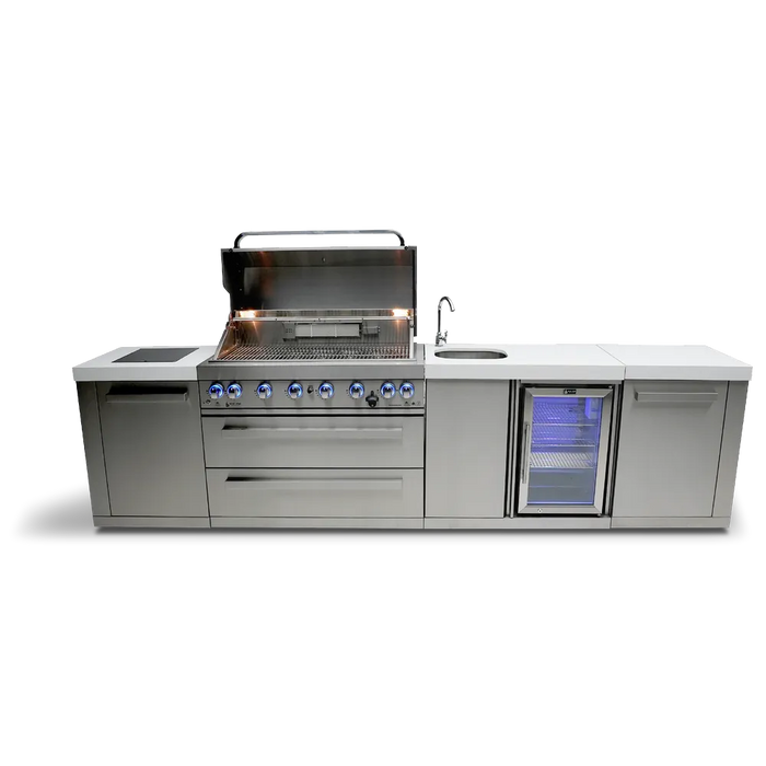 Mont Alpi Mont Alpi 6-Burner Outdoor Kitchen Island with Beverage Center MAi805-BEV Barbecue Finished - Gas
