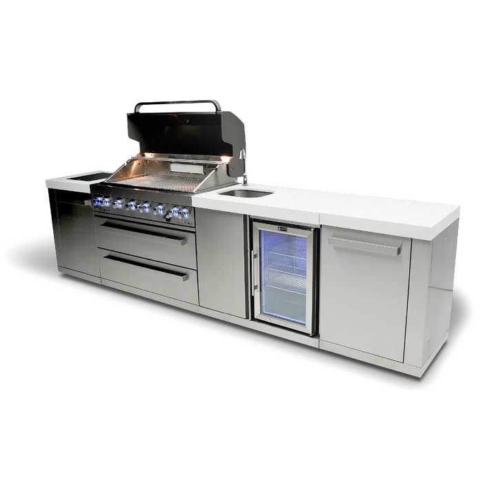 Mont Alpi Mont Alpi 6-Burner Outdoor Kitchen Island with Beverage Center MAi805-BEV Barbecue Finished - Gas