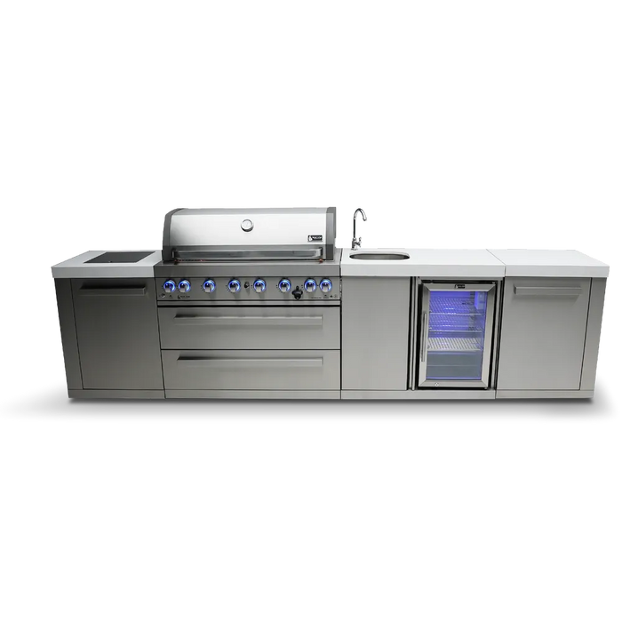 Mont Alpi Mont Alpi 6-Burner Outdoor Kitchen Island with Beverage Center MAi805-BEV Barbecue Finished - Gas