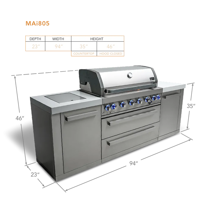 Mont Alpi Mont Alpi 805 6 Burner Island MAi805 Barbecue Finished - Gas