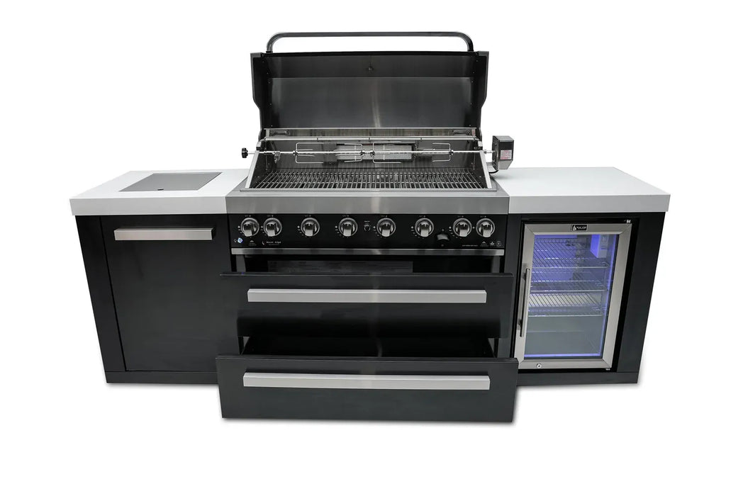 Mont Alpi Mont Alpi 805 Black Stainless Steel Island with Fridge Cabinet MAi805-BSSFC Barbecue Finished - Gas