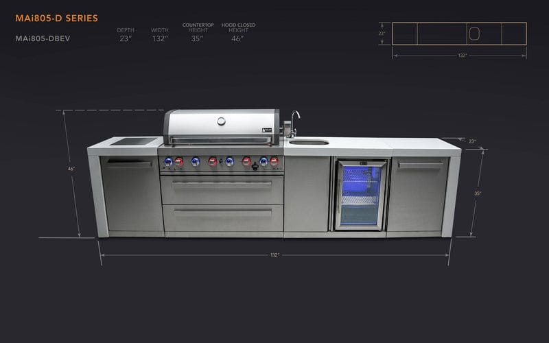 Mont Alpi Mont Alpi 805 Deluxe Island with a Beverage center MAi805-DBEV Barbecue Finished - Gas
