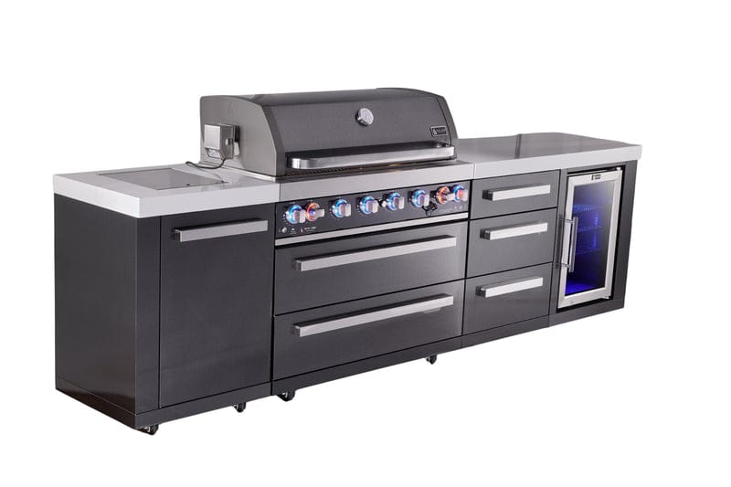 Mont Alpi Mont Alpi Black Series 6-Burner Outdoor Island with Extra Drawer Slides Cabinet MAi805-BSSDR Barbecue Finished - Gas