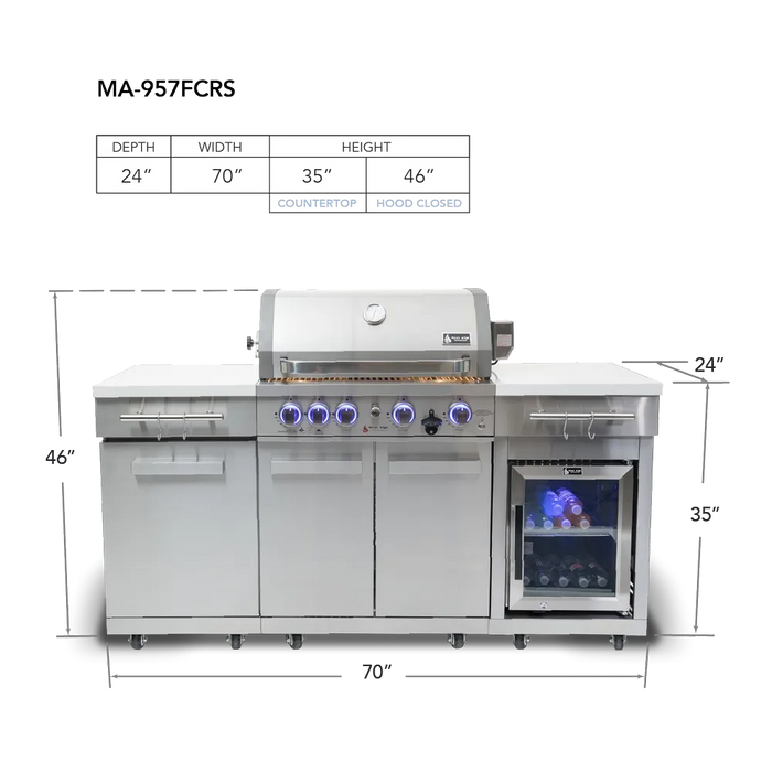 Mont Alpi Mont Alpi Compact Island with Refrigerator - 957FC Barbecue Finished - Gas