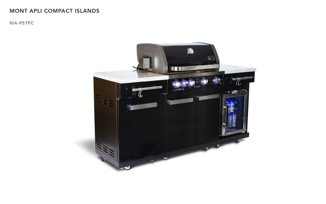 Mont Alpi Mont Alpi Compact Island with Refrigerator - 957FC Black Stainless Steel MA-957FC Barbecue Finished - Gas