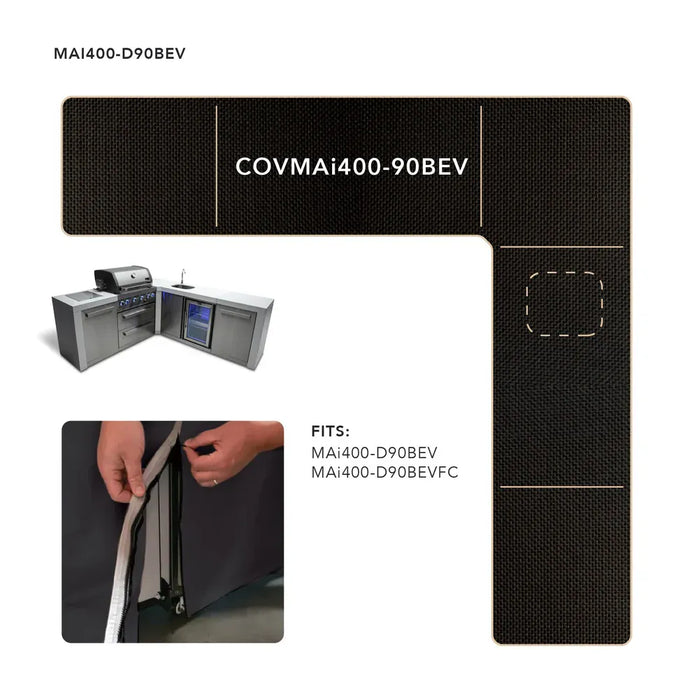 Mont Alpi Mont Alpi Cover for 4-Burner Island with a 90-Degree Corner and Beverage Center - COVMAi400-90BEV COVMAi400-90BEV Barbecue Accessories