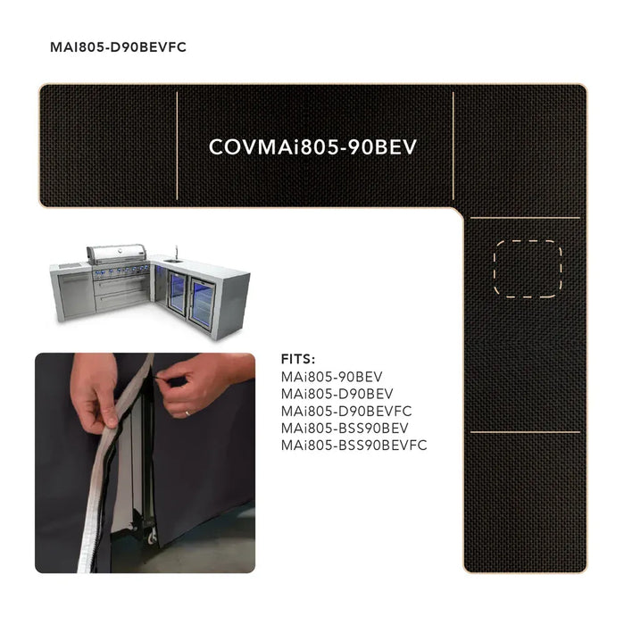 Mont Alpi Mont Alpi Cover for 6-Burner Island with a 90-Degree Corner and Beverage Center - COVMAi805-90BEV COVMAi805-90BEV Barbecue Accessories