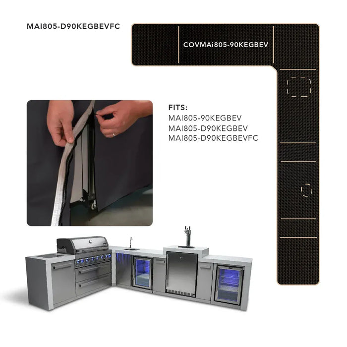 Mont Alpi Mont Alpi Cover for 6-Burner Island with a 90-Degree Corner, Kegerator, and Beverage Center - COVMAi805-90KEGBEV COVMAi805-90KEGBEV Barbecue Accessories