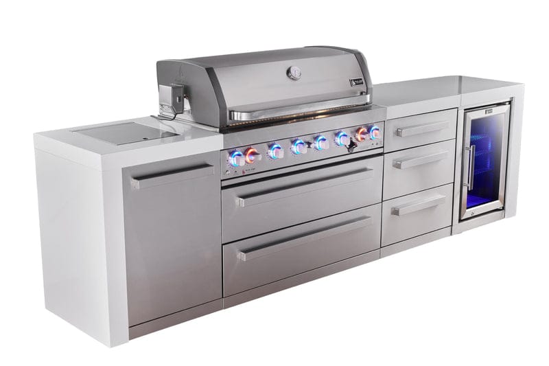 Mont Alpi Mont Alpi Deluxe Series 6-Burner Outdoor Island with Fridge and Extra Drawer Slides Cabinet MAi805-DFCDR Barbecue Finished - Gas