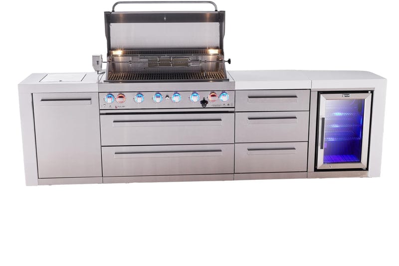 Mont Alpi Mont Alpi Deluxe Series 6-Burner Outdoor Island with Fridge and Extra Drawer Slides Cabinet MAi805-DFCDR Barbecue Finished - Gas