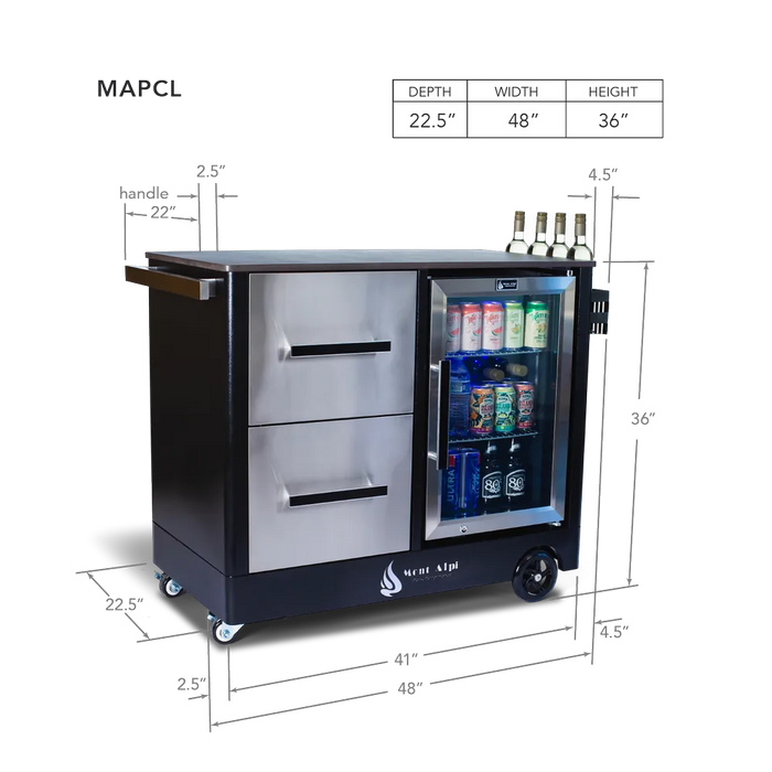 Mont Alpi Mont Alpi Mobile Outdoor Prep Center / Large Bar Cart - MAPCL MAPCL Barbecue Finished - Gas