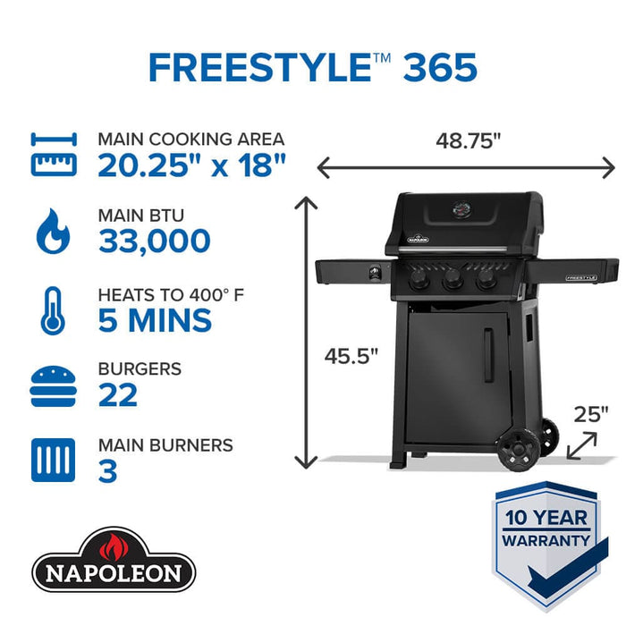 Napoleon Napoleon Freestyle 365 3-Burner, Matte Black - F365DMK-1 Barbecue Finished - Gas