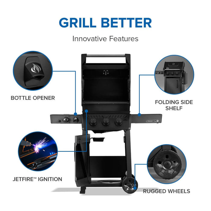 Napoleon Napoleon Freestyle PRO 365 3-Burner with Infrared Side Burner, Matte Black - FP365DSIBMK-1 Barbecue Finished - Gas