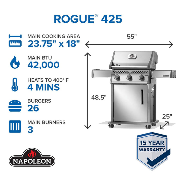 Napoleon Napoleon NEW Rogue 425 Gas Grill (Stainless Steel) - R425SS-2 Barbecue Finished - Gas