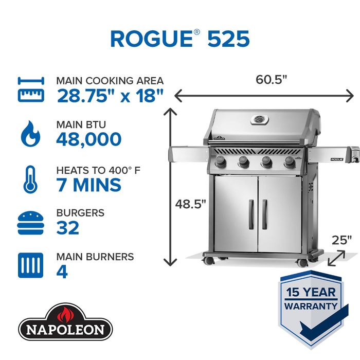 Napoleon Napoleon NEW Rogue 525 Gas Grill (Stainless Steel) - R525SS-2 Barbecue Finished - Gas